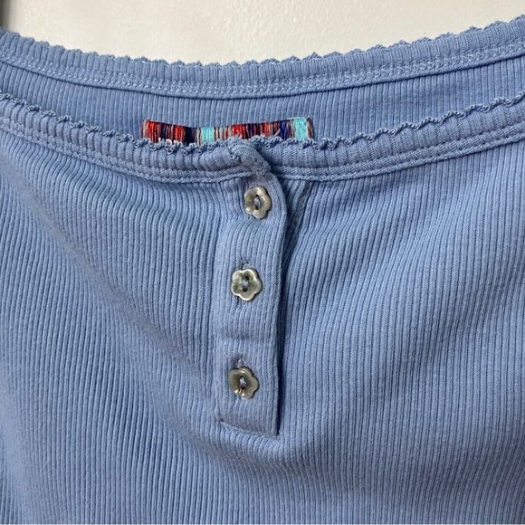 Urban Outfitters Blue Charli Crop Henley Ribbed Top - Picture 4 of 6